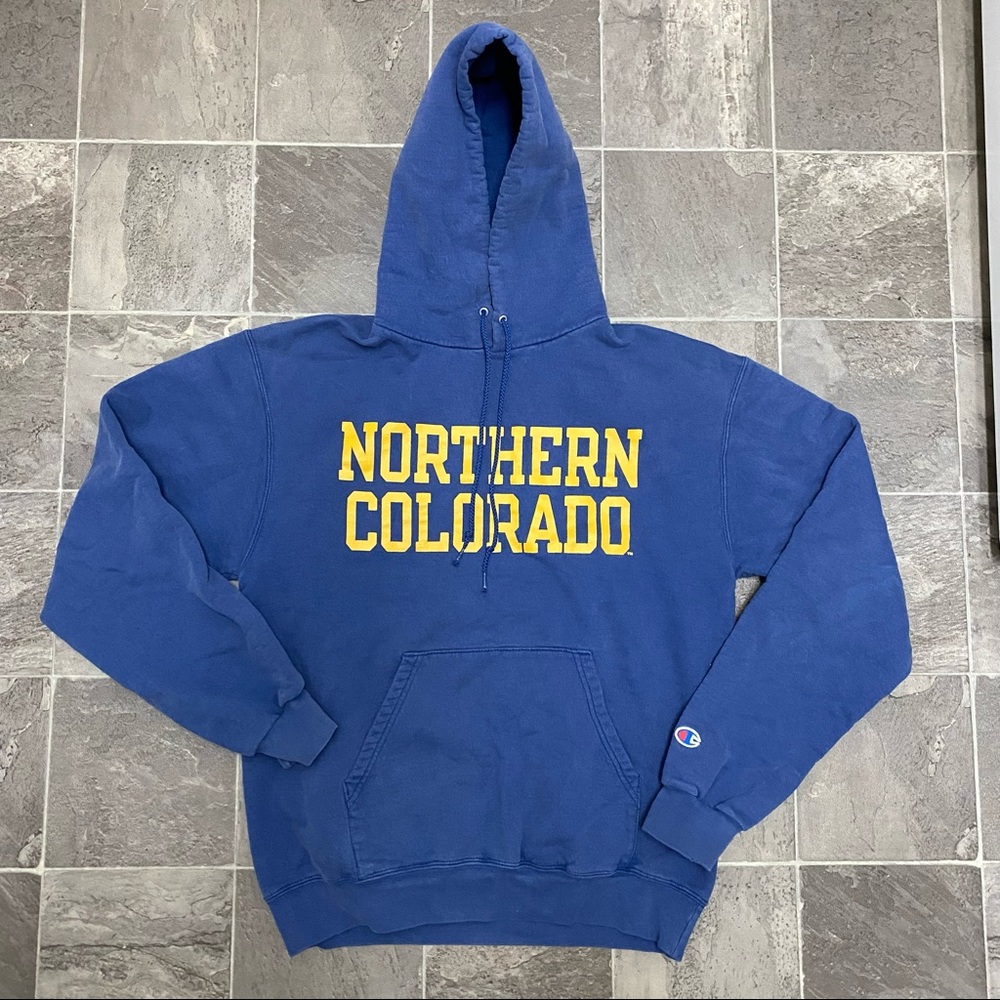 Mens champion northern colorado UNC bears big logo hoodie sweatshirt sz M blue